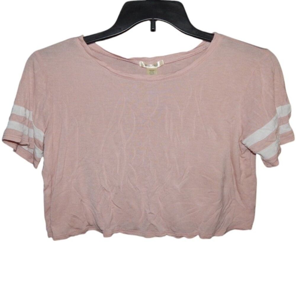 Bozzolo Women's Juniors Medium Bubblegum Pink Cropped Sporty Short Sleeve Shirt